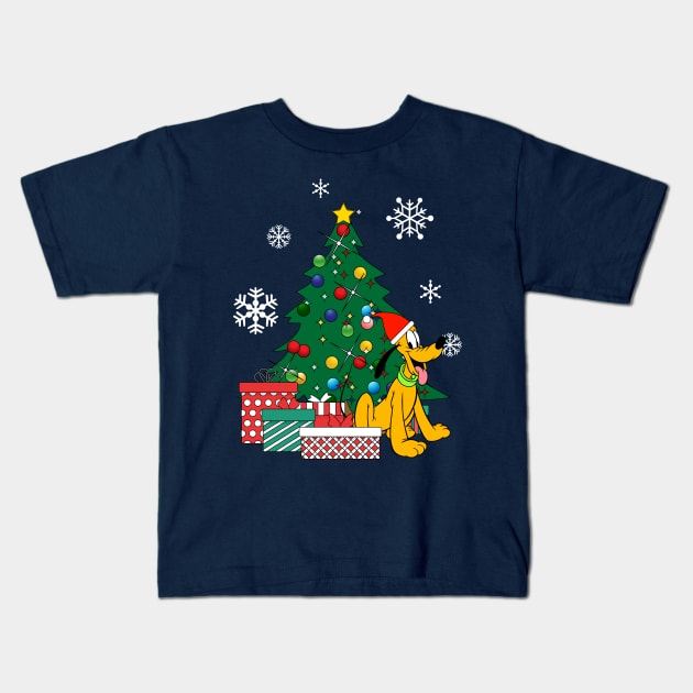 Pluto Around The Christmas Tree Kids T-Shirt by Nova5